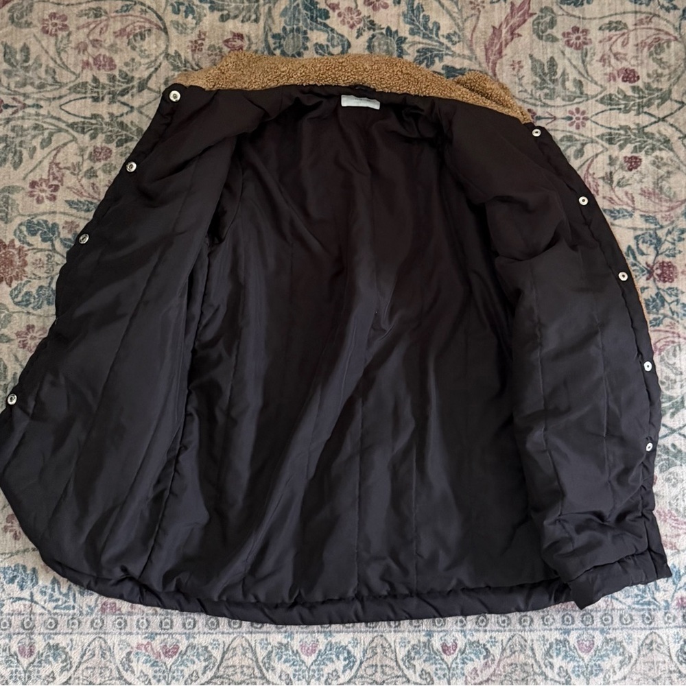 ZARA Girls Brown Teddy Sherpa Jacket Cozy Fleece Snap Front Puffer Style - Picture 4 of 6